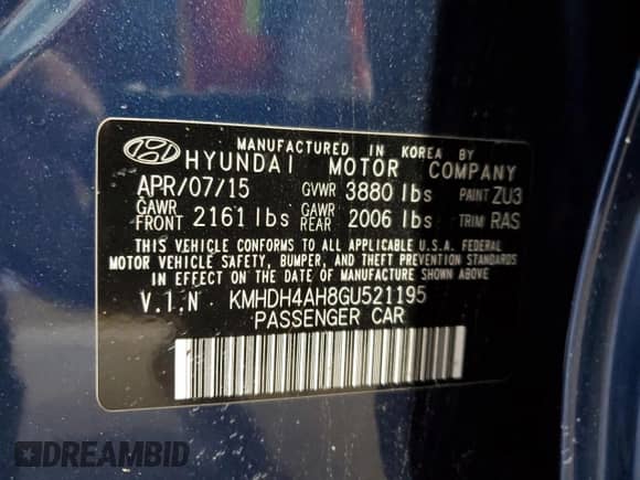 2016 Hyundai Elantra Sport with VIN KMHDH4AH8GU521195, listed as a Copart auction lot 72083145 with 112,503 mi miles and Salvage title. Bid and sale history available at DreamBid. Image 13.