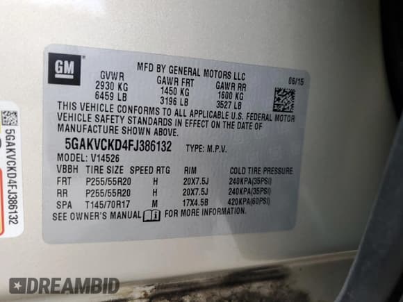 ✅ 2015 Buick Enclave Premium • VIN: 5GAKVCKD4FJ386132 • Лот: 91407785. Опубликован ранее на Copart с пробегом 136 186 миль. Бесплатный доступ к архиву аукционных продаж из США и подробный отчёт об истории автомобиля на DreamBid. Изображение 14.