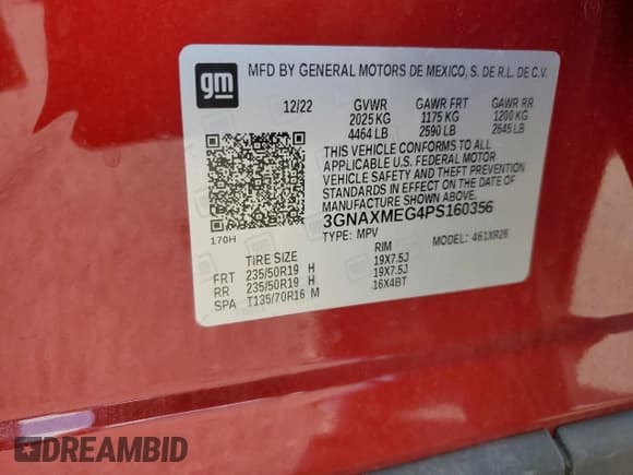 ✅ 2023 Chevrolet Equinox RS • VIN: 3GNAXMEG4PS160356 • Lot: 86848355. Listed on Copart with 12,811 mi. Free auction sales archive from the USA and detailed vehicle history report at DreamBid. Image 13.