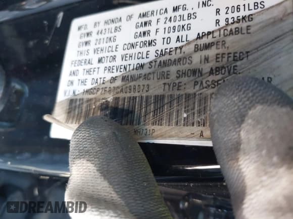 ✅ 2012 Honda Accord EX-L • VIN: 1HGCP2F87CA098073 • Lot: 43647385. Listed on IAAI with 424,857 mi. Free auction sales archive from the USA and detailed vehicle history report at DreamBid. Image 9.