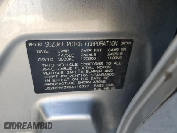 ✅ 2011 Suzuki Kizashi SE • VIN: JS2RF9A39B6110327 • Lot: 46541675. Wystawiony na Copart z przebiegiem 136 160 mil. Bezpłatny archiwum sprzedaży aukcyjnych z USA i szczegółowy raport historii pojazdu na DreamBid. Zdjęcie 12.