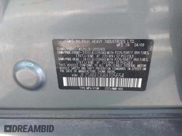 ✅ 2010 Subaru Forester XT Limited • VIN: JF2SH6FC6AH705654 • Lot: 43116647. Listed on IAAI with 121,686 mi. Free auction sales archive from the USA and detailed vehicle history report at DreamBid. Image 9.