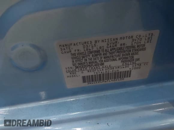 ✅ 2015 Nissan Note S • VIN: 3N1CE2CP6FL422100 • Lot: 42263197. Listed on IAAI with 123,490 mi. Free auction sales archive from the USA and detailed vehicle history report at DreamBid. Image 9.