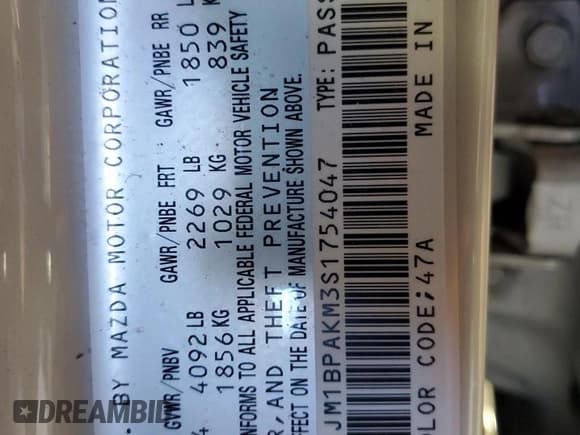 ✅ 2025 Mazda 3 S Select Sport • VIN: JM1BPAKM3S1754047 • Lot: 86812285. Listed on Copart with 36,320 mi. Free auction sales archive from the USA and detailed vehicle history report at DreamBid. Image 12.