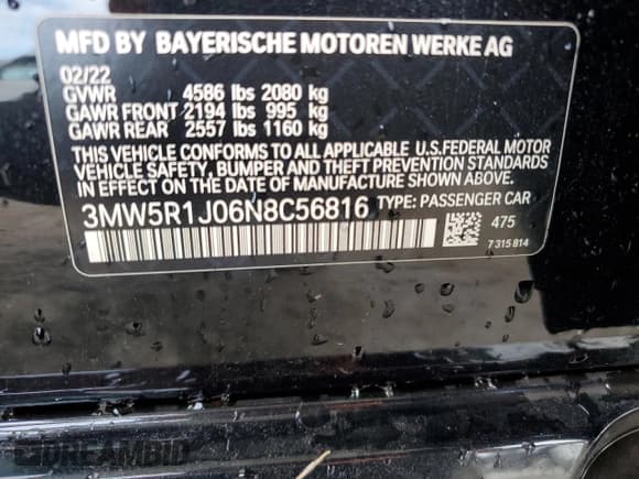 ✅ 2022 BMW 3 Series 330i • VIN: 3MW5R1J06N8C56816 • Лот: 91189975. Опубликован ранее на Copart с пробегом 43 788 миль. Бесплатный доступ к архиву аукционных продаж из США и подробный отчёт об истории автомобиля на DreamBid. Изображение 12.