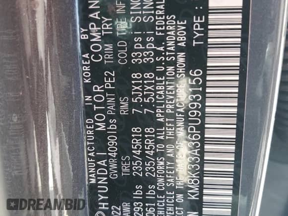 ✅ 2023 Hyundai Kona N Line • VIN: KM8K33A36PU993156 • Lot: 63763705. Listed on Copart with 9,330 mi. Free auction sales archive from the USA and detailed vehicle history report at DreamBid. Image 14.