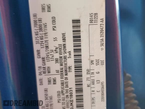 ✅ 2018 Ford F-150 Lariat • VIN: 1FTEW1E50JKE18031 • Lot: 89826085. Listed on Copart with 84,743 mi. Free auction sales archive from the USA and detailed vehicle history report at DreamBid. Image 12.