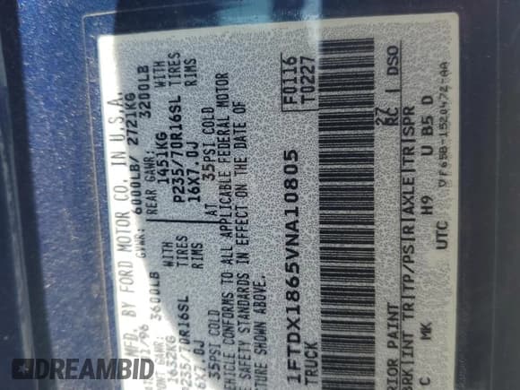✅ 1997 Ford F-150 XL • VIN: 1FTDX1865VNA10805 • Lot: 64174695. Wystawiony na Copart z przebiegiem 105 175 mil. Bezpłatny archiwum sprzedaży aukcyjnych z USA i szczegółowy raport historii pojazdu na DreamBid. Zdjęcie 12.