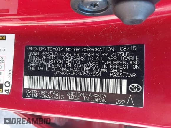 ✅ 2016 Scion iM • VIN: JTNKARJE0GJ507534 • Lot: 43471748. Listed on IAAI with 92,181 mi. Free auction sales archive from the USA and detailed vehicle history report at DreamBid. Image 9.