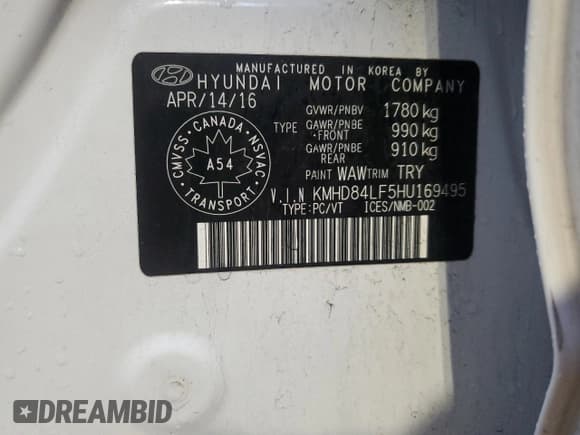 ✅ 2017 Hyundai Elantra Limited • VIN: KMHD84LF5HU169495 • Lot: 91014595. Listed on Copart with Not provided. Free auction sales archive from the USA and detailed vehicle history report at DreamBid. Image 12.