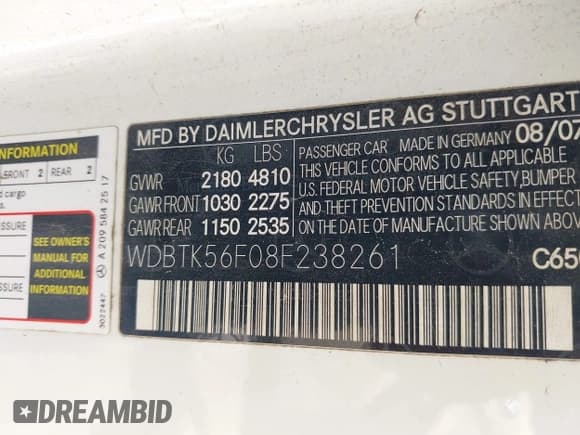 ✅ 2008 Mercedes-Benz CLK 350 • VIN: WDBTK56F08F238261 • Lot: 41988325. Wystawiony na IAAI z przebiegiem 263 008 mil. Bezpłatny archiwum sprzedaży aukcyjnych z USA i szczegółowy raport historii pojazdu na DreamBid. Zdjęcie 9.