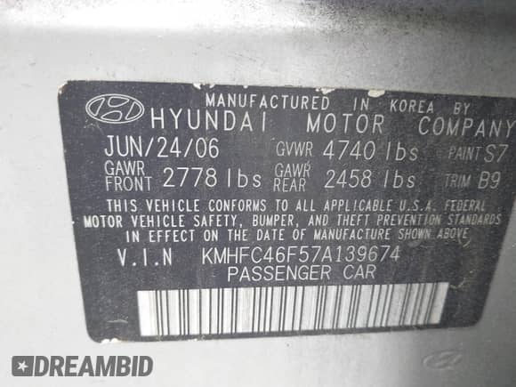 2007 Hyundai Azera SE с VIN KMHFC46F57A139674, выставлен на аукционе IAAI как лот 42367838 с пробегом 257 981 миль миль и . История ставок и продаж доступна на DreamBid. Изображение 9.