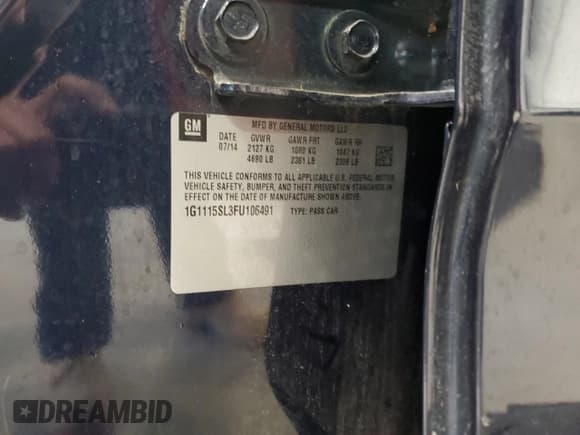 ✅ 2015 Chevrolet Impala LT • VIN: 1G1115SL3FU106491 • Лот: 75049634. Опубликован ранее на Copart с пробегом 112 159 миль. Бесплатный доступ к архиву аукционных продаж из США и подробный отчёт об истории автомобиля на DreamBid. Изображение 14.