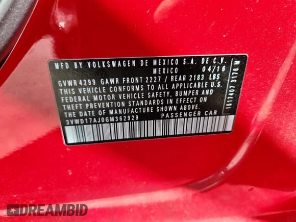 ✅ 2016 Volkswagen Jetta Sport • VIN: 3VWD17AJ0GM362929 • Lot: 84705585. Wystawiony na Copart z przebiegiem 73 650 mil. Bezpłatny archiwum sprzedaży aukcyjnych z USA i szczegółowy raport historii pojazdu na DreamBid. Zdjęcie 12.