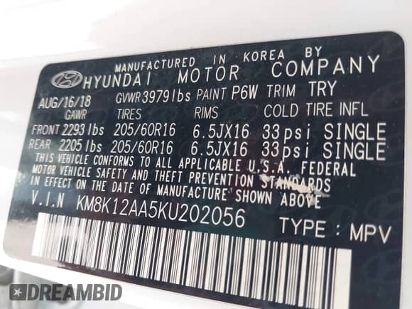 2019 Hyundai Kona SE with VIN KM8K12AA5KU202056, listed as a IAAI auction lot 42978717 with 77,488 mi miles and . Bid and sale history available at DreamBid. Image 9.