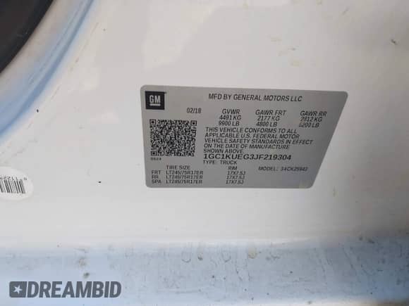 2018 Chevrolet Silverado 2500HD Work Truck z VIN 1GC1KUEG3JF219304, wystawiony jako IAAI lot #43195356 z przebiegiem 190 567 mil mil oraz . Historia ofert i sprzedaży dostępna na DreamBid. Obrazek 9.