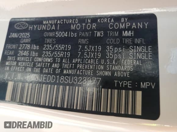 ✅ 2025 Hyundai Tucson Limited • VIN: KM8JEDD18SU323977 • Lot: 81184615. Wystawiony na Copart z przebiegiem 4 774 mil. Bezpłatny archiwum sprzedaży aukcyjnych z USA i szczegółowy raport historii pojazdu na DreamBid. Zdjęcie 14.