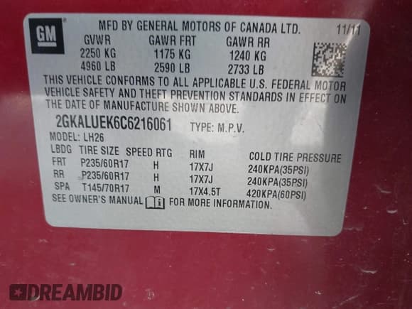 ✅ 2012 GMC Terrain SLT-1 • VIN: 2GKALUEK6C6216061 • Лот: 42019945. Опубликован ранее на IAAI с пробегом 175 064 миль. Бесплатный доступ к архиву аукционных продаж из США и подробный отчёт об истории автомобиля на DreamBid. Изображение 9.