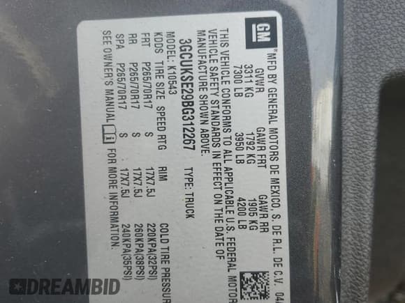 ✅ 2011 Chevrolet Silverado 1500 LT • VIN: 3GCUKSE29BG312267 • Lot: 81887714. Listed on Copart with 163,673 mi. Free auction sales archive from the USA and detailed vehicle history report at DreamBid. Image 14.