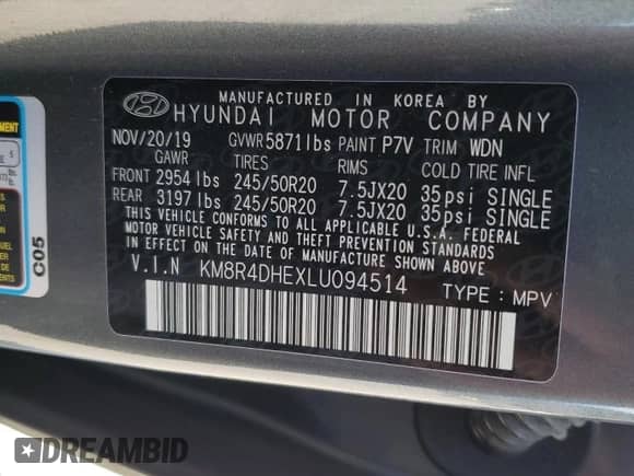 2020 Hyundai Palisade SEL z VIN KM8R4DHEXLU094514, wystawiony jako Copart lot #74773234 z przebiegiem 76 895 mil mil oraz Szkoda całkowita • Salvage title. Historia ofert i sprzedaży dostępna na DreamBid. Obrazek 13.