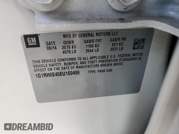 ✅ 2014 Chevrolet Volt • VIN: 1G1RH6E45EU169499 • Lot: 78238284. Wystawiony na Copart z przebiegiem 146 049 mil. Bezpłatny archiwum sprzedaży aukcyjnych z USA i szczegółowy raport historii pojazdu na DreamBid. Zdjęcie 12.