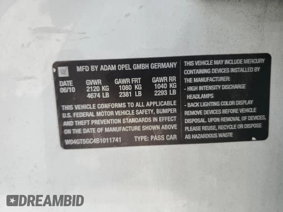 ✅ 2011 Buick Regal CXL RL5 • VIN: W04GT5GC4B1011741 • Lot: 59759315. Wystawiony na Copart z przebiegiem 78 259 mil. Bezpłatny archiwum sprzedaży aukcyjnych z USA i szczegółowy raport historii pojazdu na DreamBid. Zdjęcie 13.