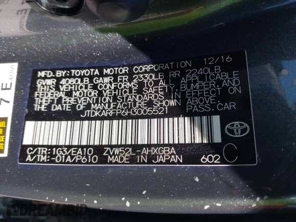 2017 Toyota Prius Plus с VIN JTDKARFP6H3005521, выставлен на аукционе IAAI как лот 43004855 с пробегом 58 705 миль миль и . История ставок и продаж доступна на DreamBid. Изображение 9.