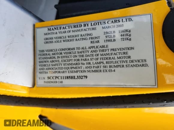✅ 2005 Lotus Elise • VIN: SCCPC11185HL33279 • Lot: 70327875. Wystawiony na Copart z przebiegiem Nie podano. Bezpłatny archiwum sprzedaży aukcyjnych z USA i szczegółowy raport historii pojazdu na DreamBid. Zdjęcie 13.