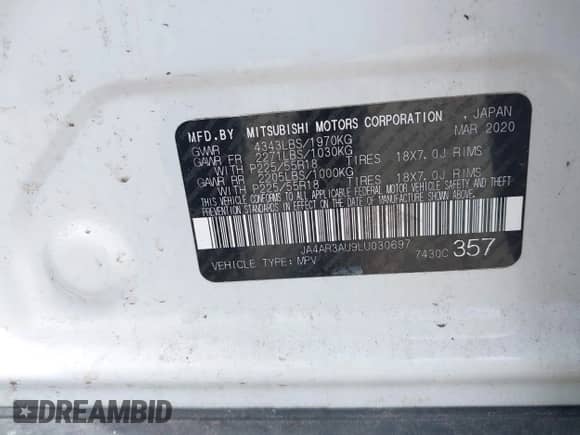 2020 Mitsubishi Outlander ES с VIN JA4AR3AU9LU030697, выставлен на аукционе IAAI как лот 42708765 с пробегом 77 843 миль миль и . История ставок и продаж доступна на DreamBid. Изображение 9.