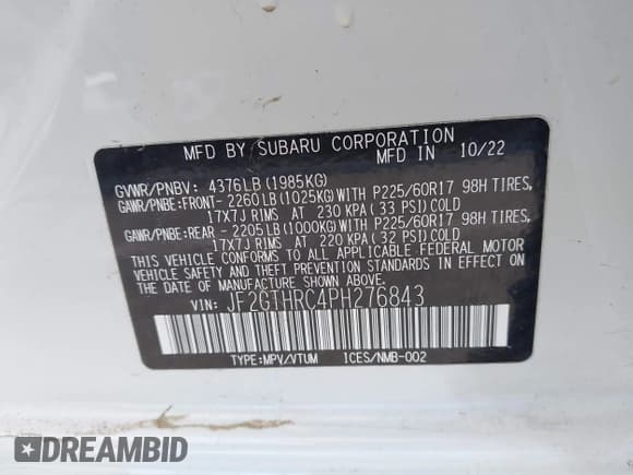 ✅ 2023 Subaru Crosstrek Special Sports • VIN: JF2GTHRC4PH276843 • Лот: 43211226. Опубликован ранее на IAAI с пробегом 27 286 миль. Бесплатный доступ к архиву аукционных продаж из США и подробный отчёт об истории автомобиля на DreamBid. Изображение 9.