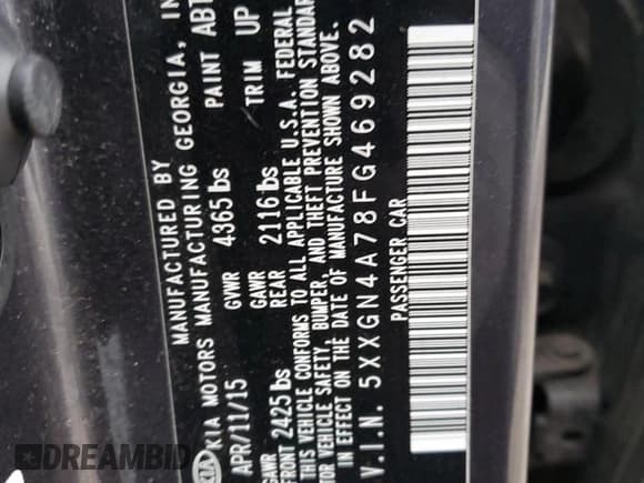 ✅ 2015 Kia Optima EX • VIN: 5XXGN4A78FG469282 • Lot: 85731054. Wystawiony na Copart z przebiegiem 185 020 mil. Bezpłatny archiwum sprzedaży aukcyjnych z USA i szczegółowy raport historii pojazdu na DreamBid. Zdjęcie 12.