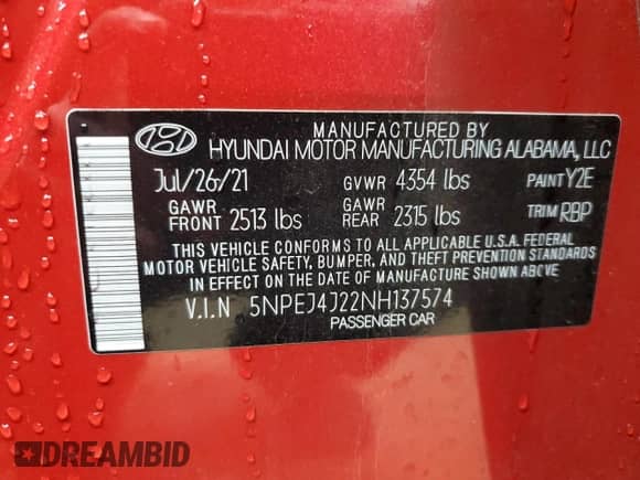 2022 Hyundai Sonata Sport с VIN 5NPEJ4J22NH137574, выставлен на аукционе Copart как лот 86690054 с пробегом 88 183 миль миль и Списание • Salvage title. История ставок и продаж доступна на DreamBid. Изображение 14.