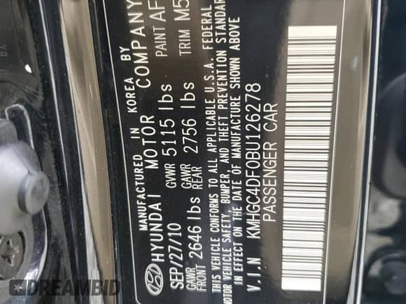 2011 Hyundai Genesis z VIN KMHGC4DF0BU126278, wystawiony jako Copart lot #71557114 z przebiegiem 217 861 mil mil oraz Czysty tytuł • Clean title. Historia ofert i sprzedaży dostępna na DreamBid. Obrazek 12.