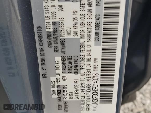 ✅ 2023 Mazda CX-5 S Carbon Edition • VIN: JM3KFBCM6P0140718 • Лот: 83949755. Опубликован ранее на Copart с пробегом 38 444 миль. Бесплатный доступ к архиву аукционных продаж из США и подробный отчёт об истории автомобиля на DreamBid. Изображение 13.