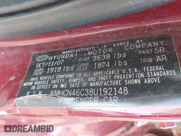 ✅ 2008 Hyundai Accent GLS • VIN: KMHCN46C38U192148 • Лот: 41955241. Опубликован ранее на IAAI с пробегом 361 248 миль. Бесплатный доступ к архиву аукционных продаж из США и подробный отчёт об истории автомобиля на DreamBid. Изображение 9.