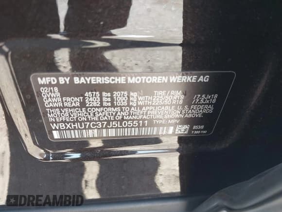 ✅ 2018 BMW X1 sDrive28i • VIN: WBXHU7C37J5L05511 • Lot: 42980003. Listed on IAAI with 25,925 mi. Free auction sales archive from the USA and detailed vehicle history report at DreamBid. Image 9.