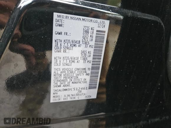 ✅ 2015 Infiniti QX60 • VIN: 5N1AL0MM3FC512461 • Lot: 91073655. Listed on Copart with 175,687 mi. Free auction sales archive from the USA and detailed vehicle history report at DreamBid. Image 10.