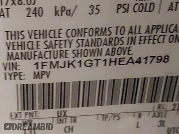 ✅ 2017 Ford Expedition Max XL • VIN: 1FMJK1GT1HEA41798 • Lot: 41113331. Wystawiony na IAAI z przebiegiem 153 338 mil. Bezpłatny archiwum sprzedaży aukcyjnych z USA i szczegółowy raport historii pojazdu na DreamBid. Zdjęcie 9.