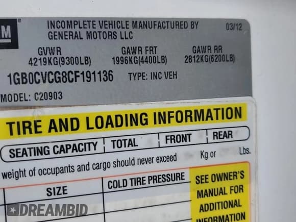 ✅ 2012 Chevrolet Silverado 2500HD Work Truck • VIN: 1GB0CVCG8CF191136 • Lot: 88001815. Listed on Copart with Not provided. Free auction sales archive from the USA and detailed vehicle history report at DreamBid. Image 12.