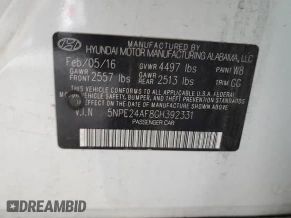 2016 Hyundai Sonata 2.4L z VIN 5NPE24AF8GH392331, wystawiony jako Copart lot #82196085 z przebiegiem 145 627 mil mil oraz Czysty tytuł • Clean title. Historia ofert i sprzedaży dostępna na DreamBid. Obrazek 12.