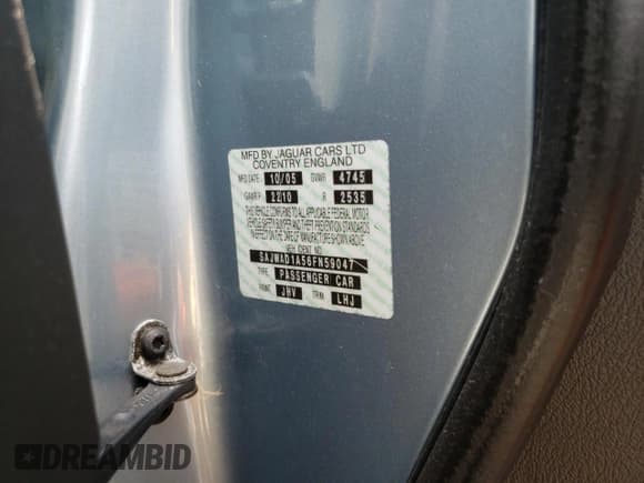 ✅ 2006 Jaguar S-Type 3 • VIN: SAJWA01A56FN59047 • Lot: 68648365. Wystawiony na Copart z przebiegiem 163 204 mil. Bezpłatny archiwum sprzedaży aukcyjnych z USA i szczegółowy raport historii pojazdu na DreamBid. Zdjęcie 13.