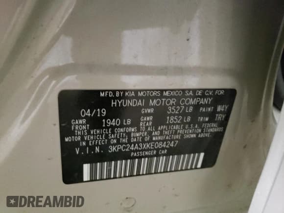 ✅ 2019 Hyundai Accent SEL • VIN: 3KPC24A3XKE084247 • Lot: 74559774. Listed on Copart with 77,311 mi. Free auction sales archive from the USA and detailed vehicle history report at DreamBid. Image 12.