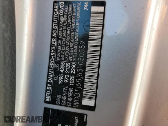 ✅ 2003 Mercedes-Benz CLK 320 • VIN: WDBTJ65J63F050559 • Лот: 77650564. Опубликован ранее на Copart с пробегом 218 619 миль. Бесплатный доступ к архиву аукционных продаж из США и подробный отчёт об истории автомобиля на DreamBid. Изображение 12.