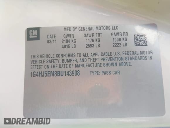 ✅ 2011 Buick Lucerne CXL Premium • VIN: 1G4HJ5EM8BU143908 • Lot: 42724389. Wystawiony na IAAI z przebiegiem 185 128 mil. Bezpłatny archiwum sprzedaży aukcyjnych z USA i szczegółowy raport historii pojazdu na DreamBid. Zdjęcie 9.