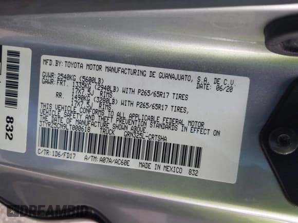 ✅ 2020 Toyota Tacoma SR • VIN: 3TYRZ5CN9LT000618 • Lot: 42119063. Listed on IAAI with 29,503 mi. Free auction sales archive from the USA and detailed vehicle history report at DreamBid. Image 9.