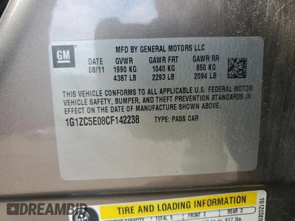 ✅ 2012 Chevrolet Malibu 1LT • VIN: 1G1ZC5E08CF142238 • Lot: 67927534. Listed on Copart with 162,714 mi. Free auction sales archive from the USA and detailed vehicle history report at DreamBid. Image 14.