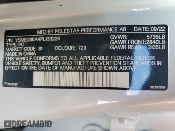 ✅ 2023 Polestar 2 • VIN: YSMED3KA4PL133228 • Lot: 72020304. Wystawiony na Copart z przebiegiem 63 428 mil. Bezpłatny archiwum sprzedaży aukcyjnych z USA i szczegółowy raport historii pojazdu na DreamBid. Zdjęcie 13.