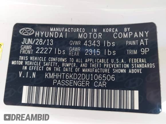 2013 Hyundai Genesis Coupe R-Spec с VIN KMHHT6KD2DU106506, выставлен на аукционе IAAI как лот 41611021 с пробегом 126 926 миль миль и . История ставок и продаж доступна на DreamBid. Изображение 9.