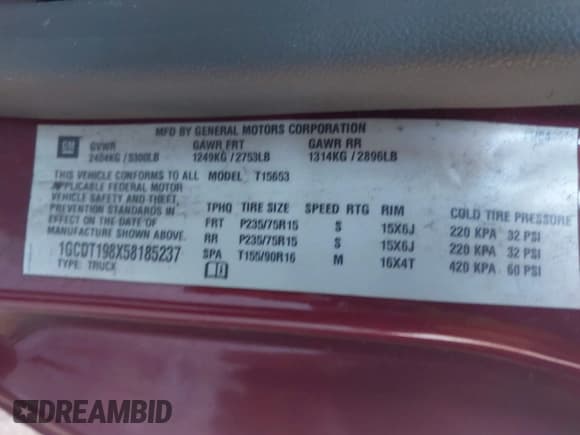 ✅ 2005 Chevrolet Colorado Z85 • VIN: 1GCDT198X58185237 • Лот: 43346179. Опубликован ранее на IAAI с пробегом 126 472 миль. Бесплатный доступ к архиву аукционных продаж из США и подробный отчёт об истории автомобиля на DreamBid. Изображение 9.