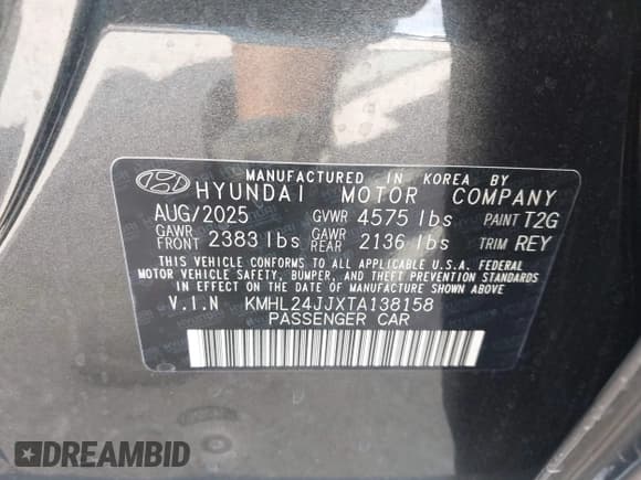 ✅ 2026 Hyundai Sonata Blue • VIN: KMHL24JJXTA138158 • Лот: 43649100. Опубликован ранее на IAAI с пробегом 2 112 миль. Бесплатный доступ к архиву аукционных продаж из США и подробный отчёт об истории автомобиля на DreamBid. Изображение 9.